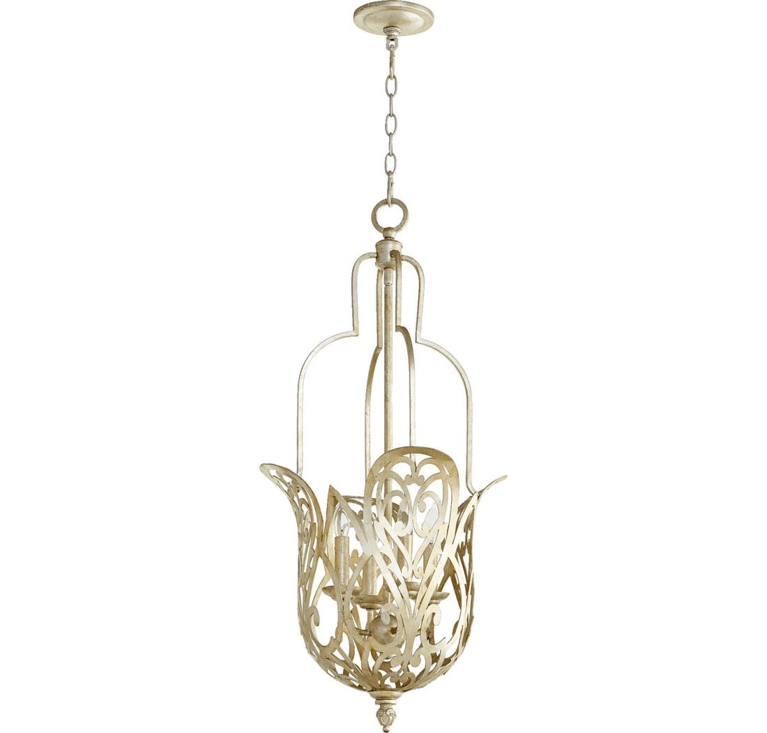 Quorum Le Monde 4-Light 16" Pendant Light in Aged Silver Leaf