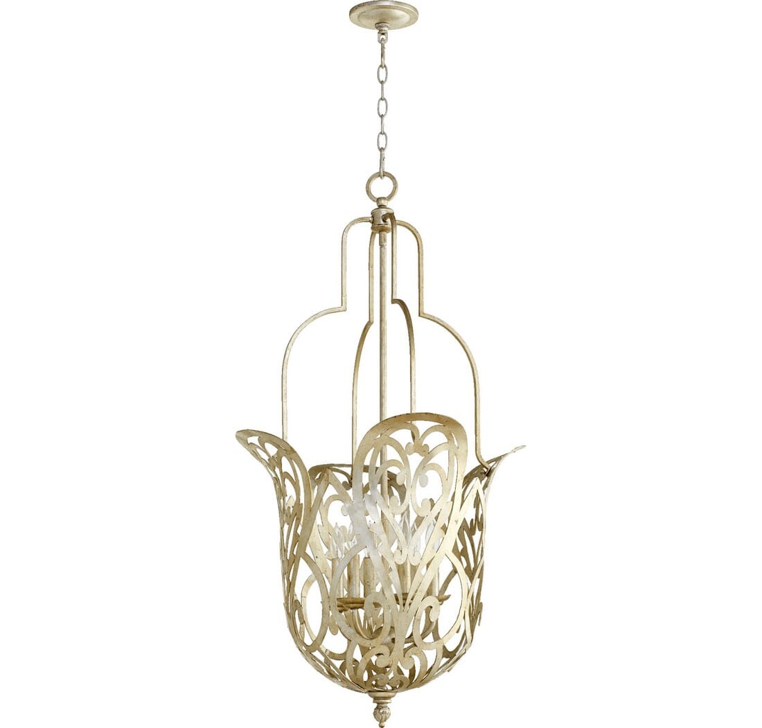 Quorum Le Monde 6-Light 21" Pendant Light in Aged Silver Leaf