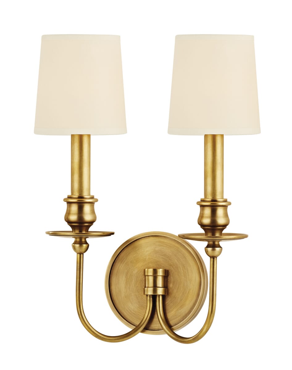 Hudson Valley Cohasset 2-Light 14" Wall Sconce in Aged Brass