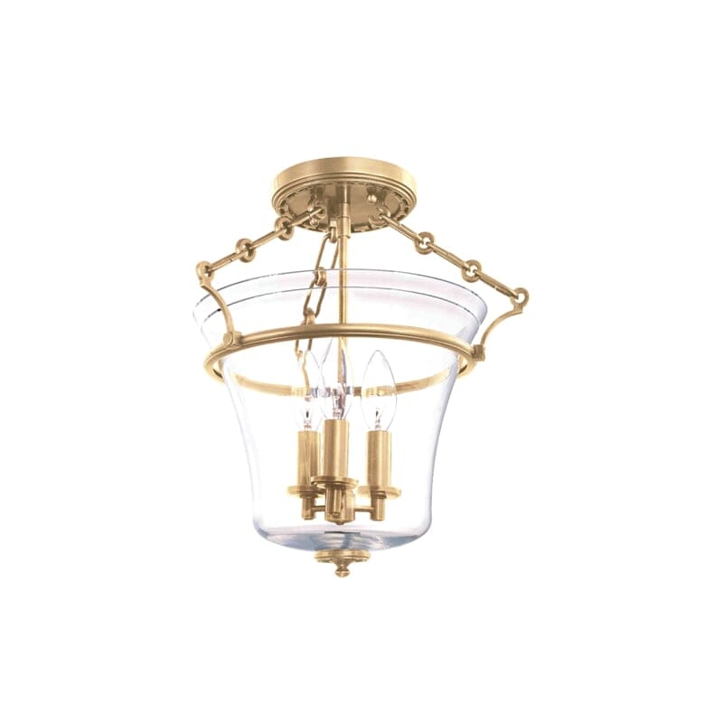 Hudson Valley Eaton 3-Light 12" Ceiling Light in Aged Brass