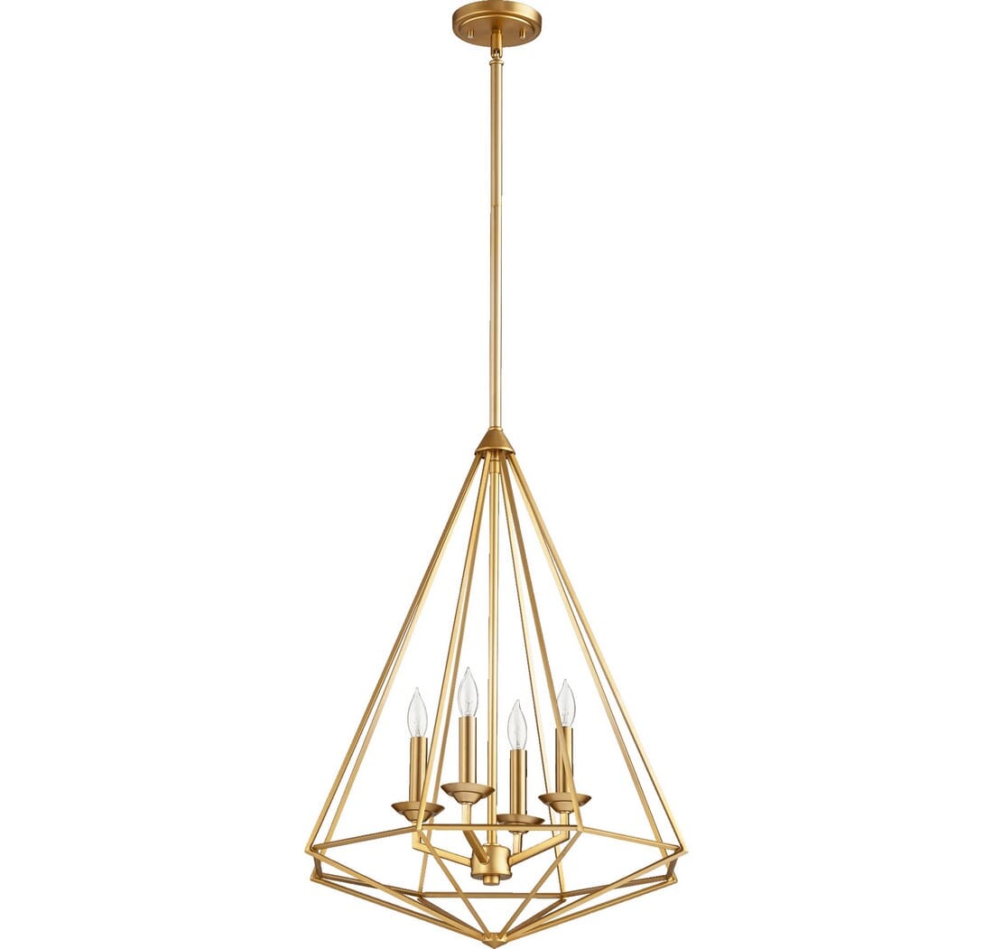 Quorum Bennett 4-Light 20" Pendant Light in Aged Brass