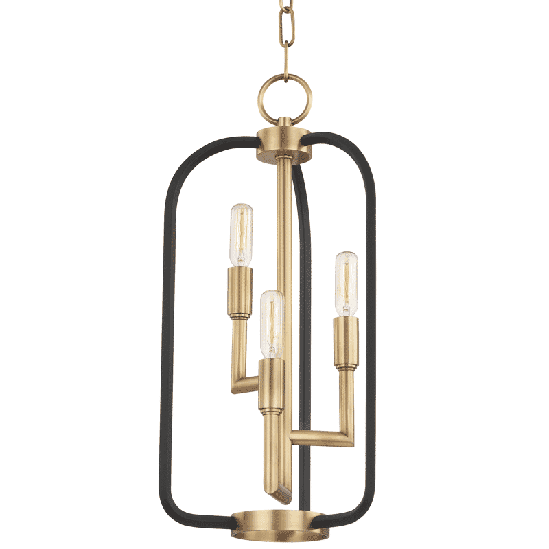 Hudson Valley Angler 3-Light Chandelier in Aged Brass