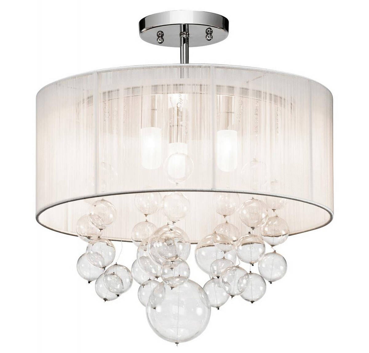 Elan Imbuia 18" 3-Light Bubble Glass Semi Flush in Chrome