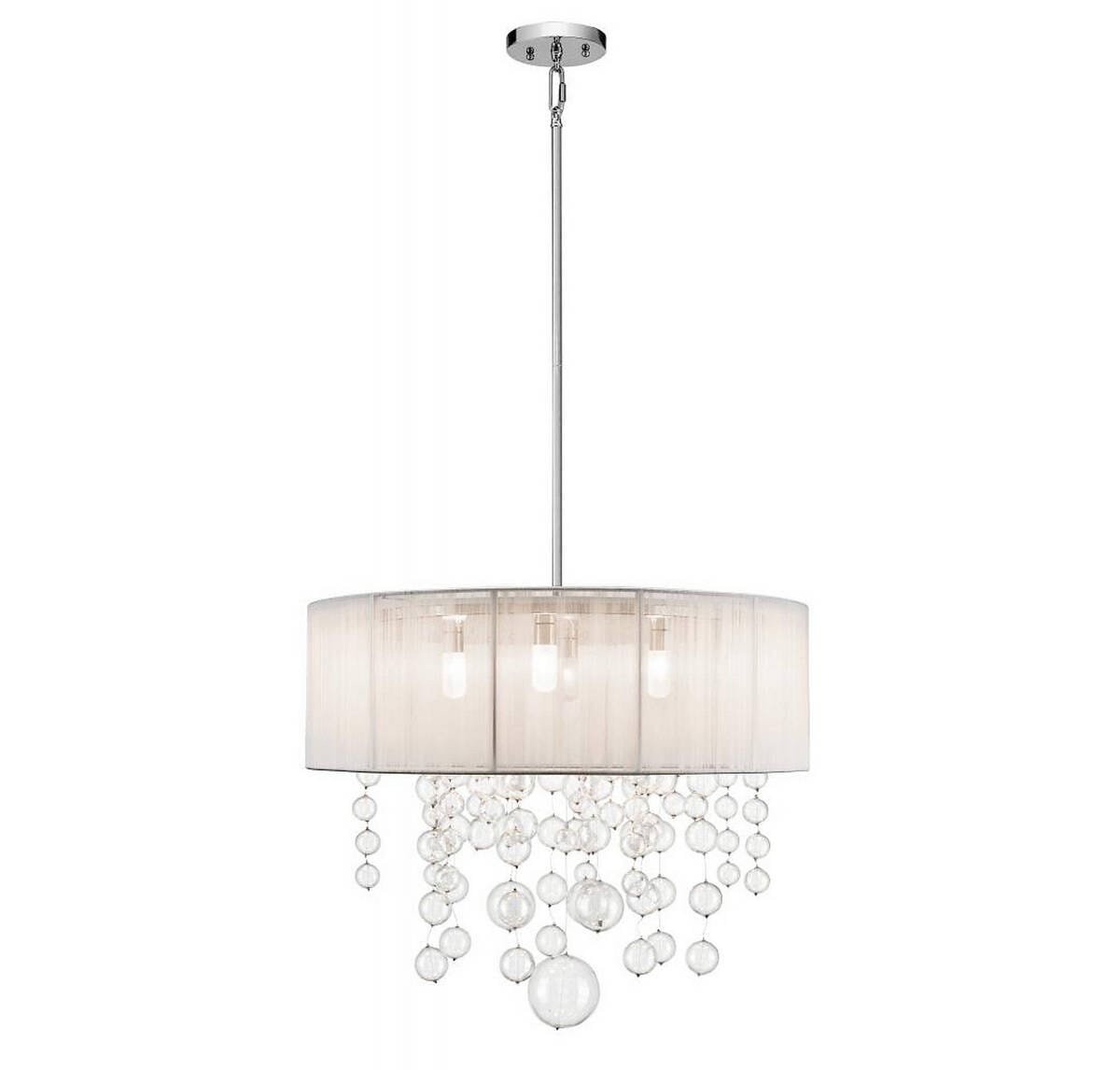 Elan Imbuia 19.5" 5-Light Bubble Glass Drum Pendant in Chrome