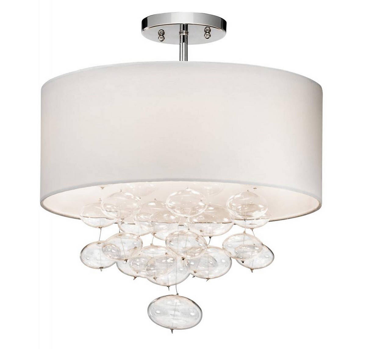 Elan Piatt 18.6" 3-Light Semi Flush in Chrome with White Shade