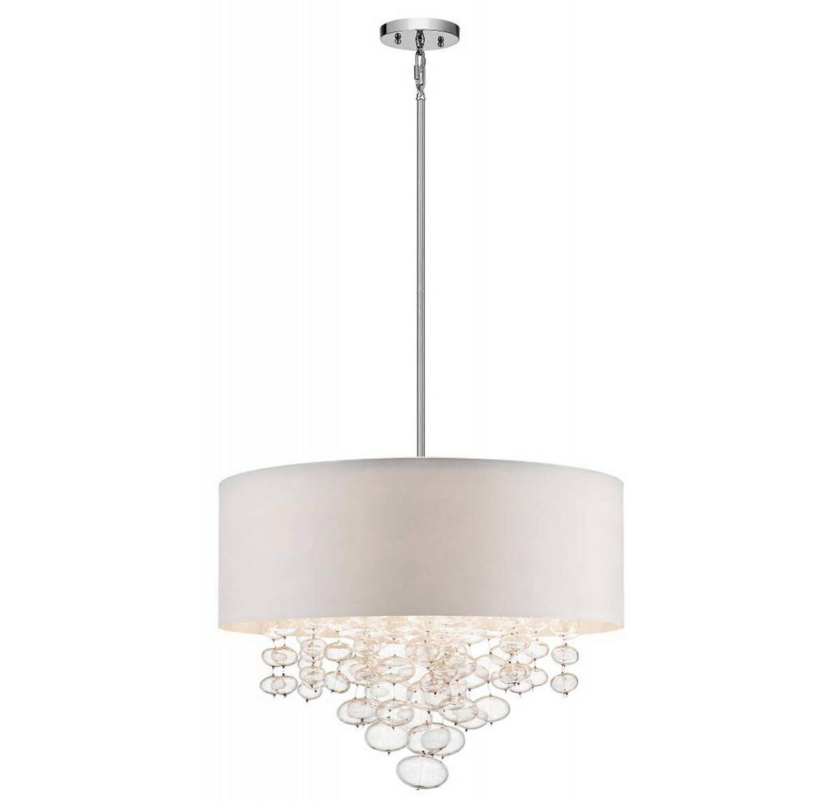 Elan Piatt 17.6" 5-Light Drum Pendant in Chrome with White Shade