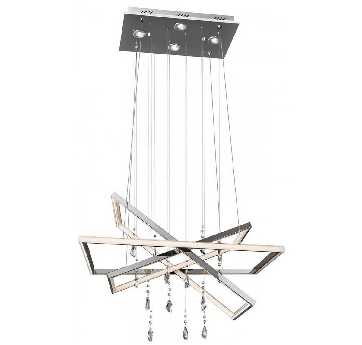 Elan Maze 23" 7-Light LED Rectangular Chandelier in Chrome