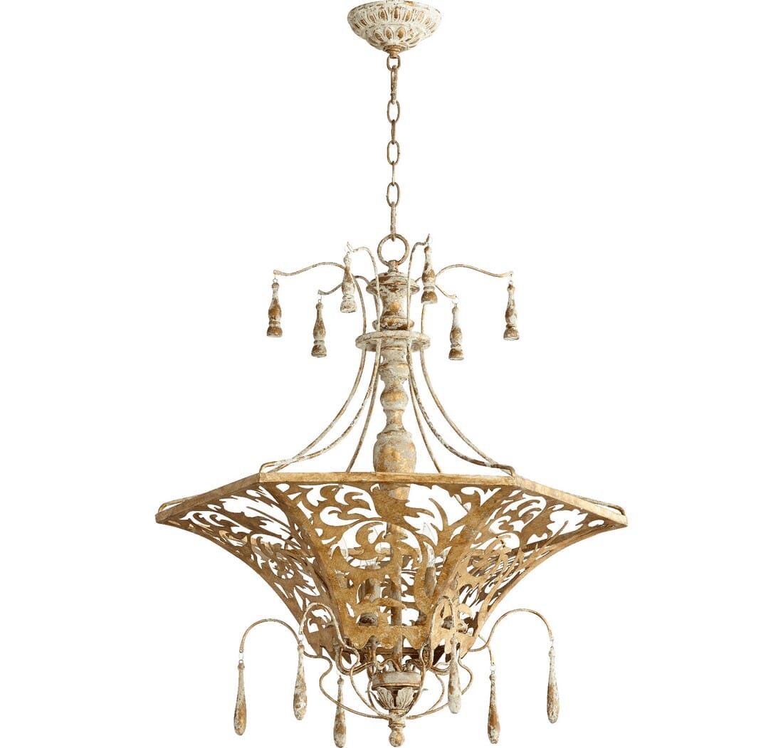 Quorum Leduc 6-Light 27" Pendant Light in Florentine Gold