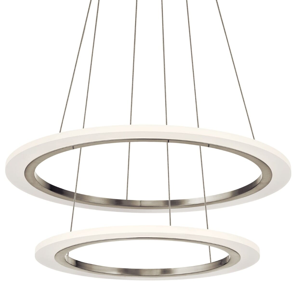 Elan Hyvo 25" LED 2-Ring Modern Pendant Light in Brushed Nickel