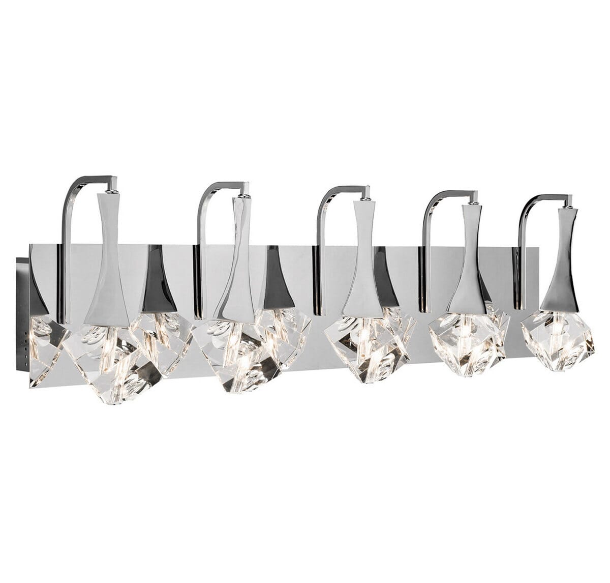 Elan Rockne 32" 5-Light LED K9 Crystal Bathroom Vanity Light in Chrome