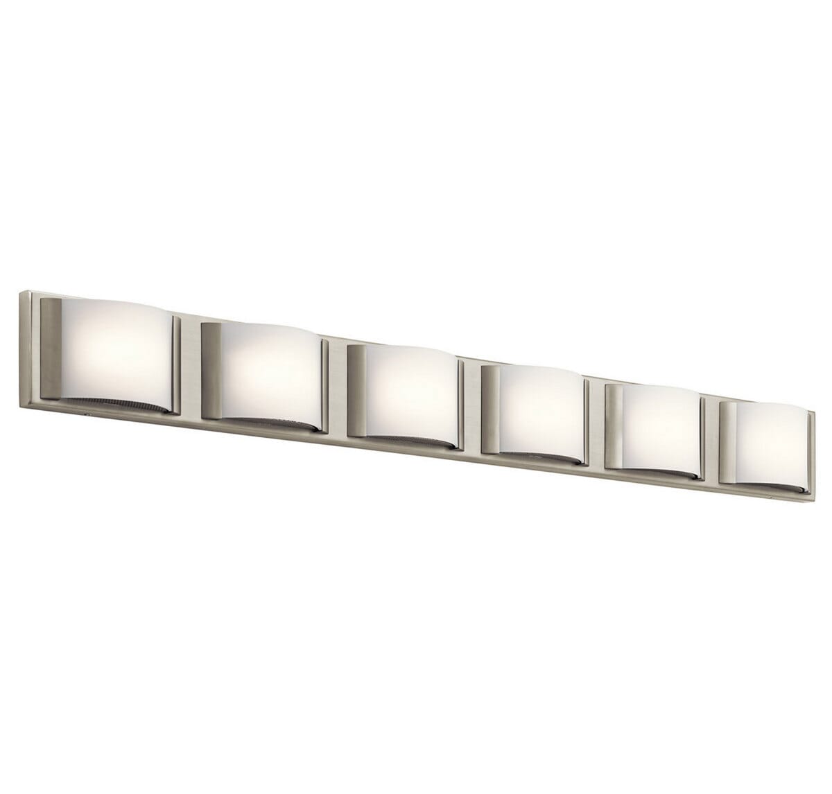 Elan Bretto 44.75" 6-Light LED Bent Glass Bathroom Vanity Light in Brushed Nickel