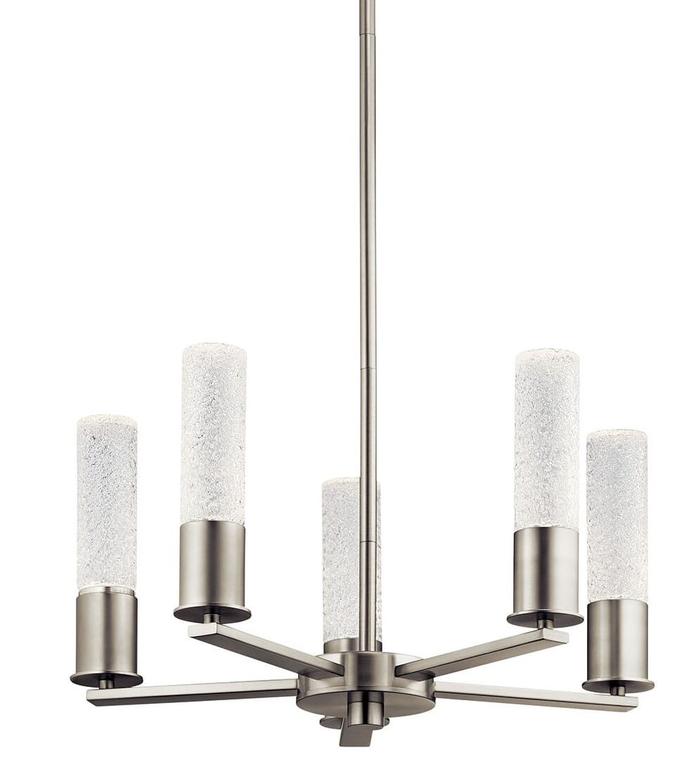 Elan Glacial Glow 5-Light LED Ice Glass Pendant in Brushed Nickel