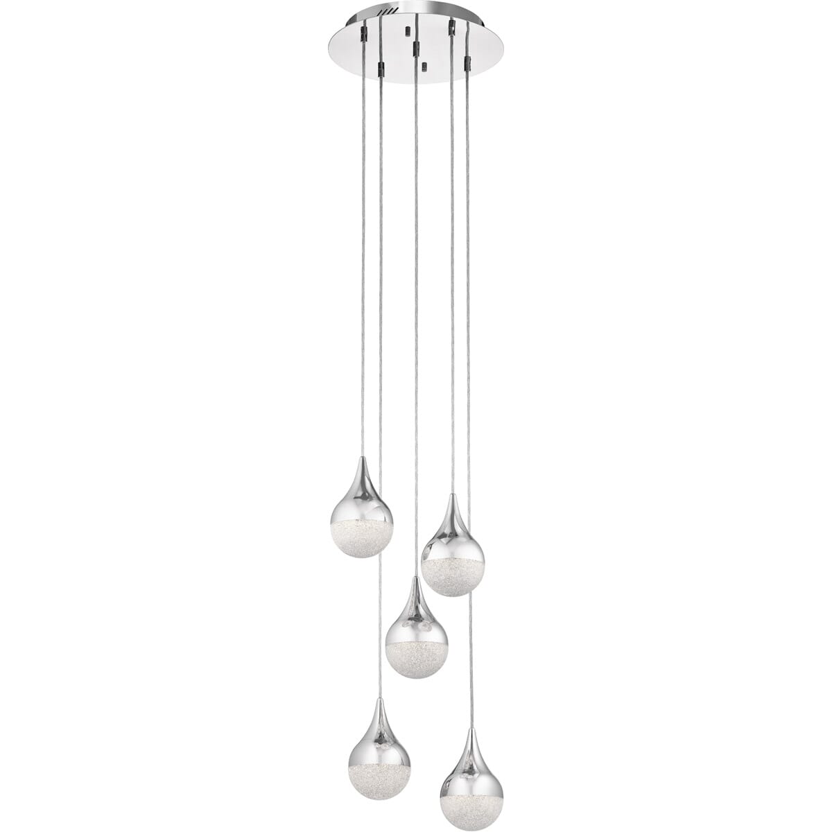 Elan Kiss 13.75" 5-Light Spiral Pendant in Chrome