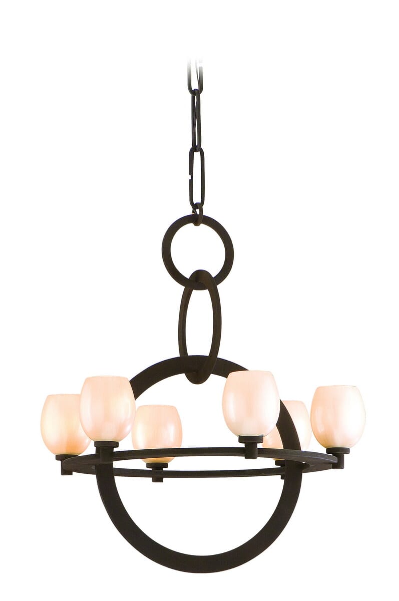 Corbett Cirque 6-Light 29" Transitional Chandelier in Brown Suede