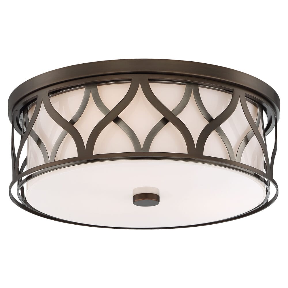 Minka Lavery LED Etched Glass Ceiling Light in Harvard Court Bronze