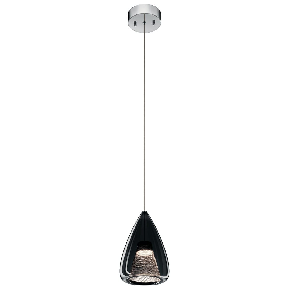 Elan Zin 6.5" LED Smoke Glass Mini Pendant in Chrome