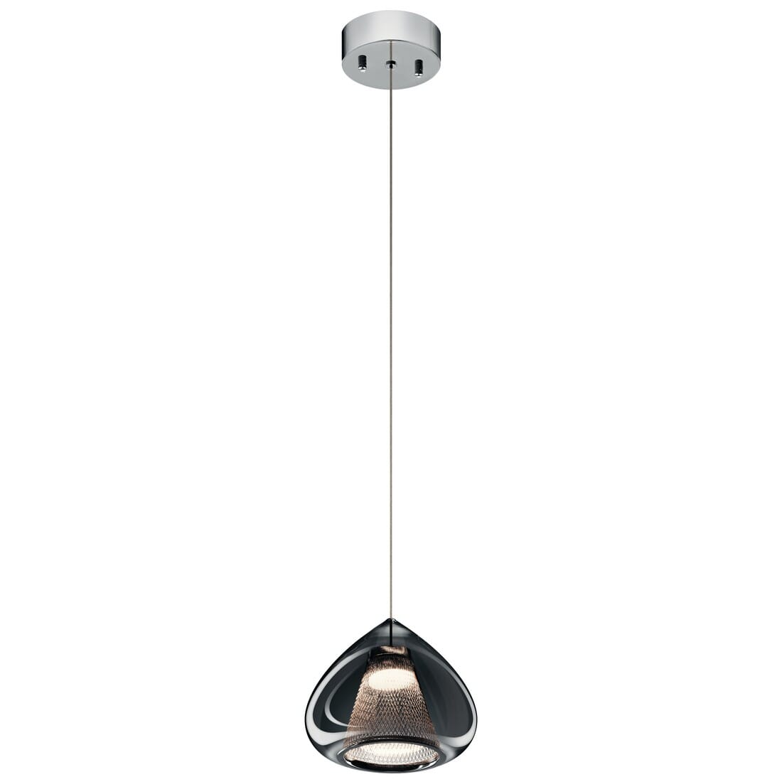 Elan Zin 7.75" LED Smoke Glass Mini Pendant in Chrome