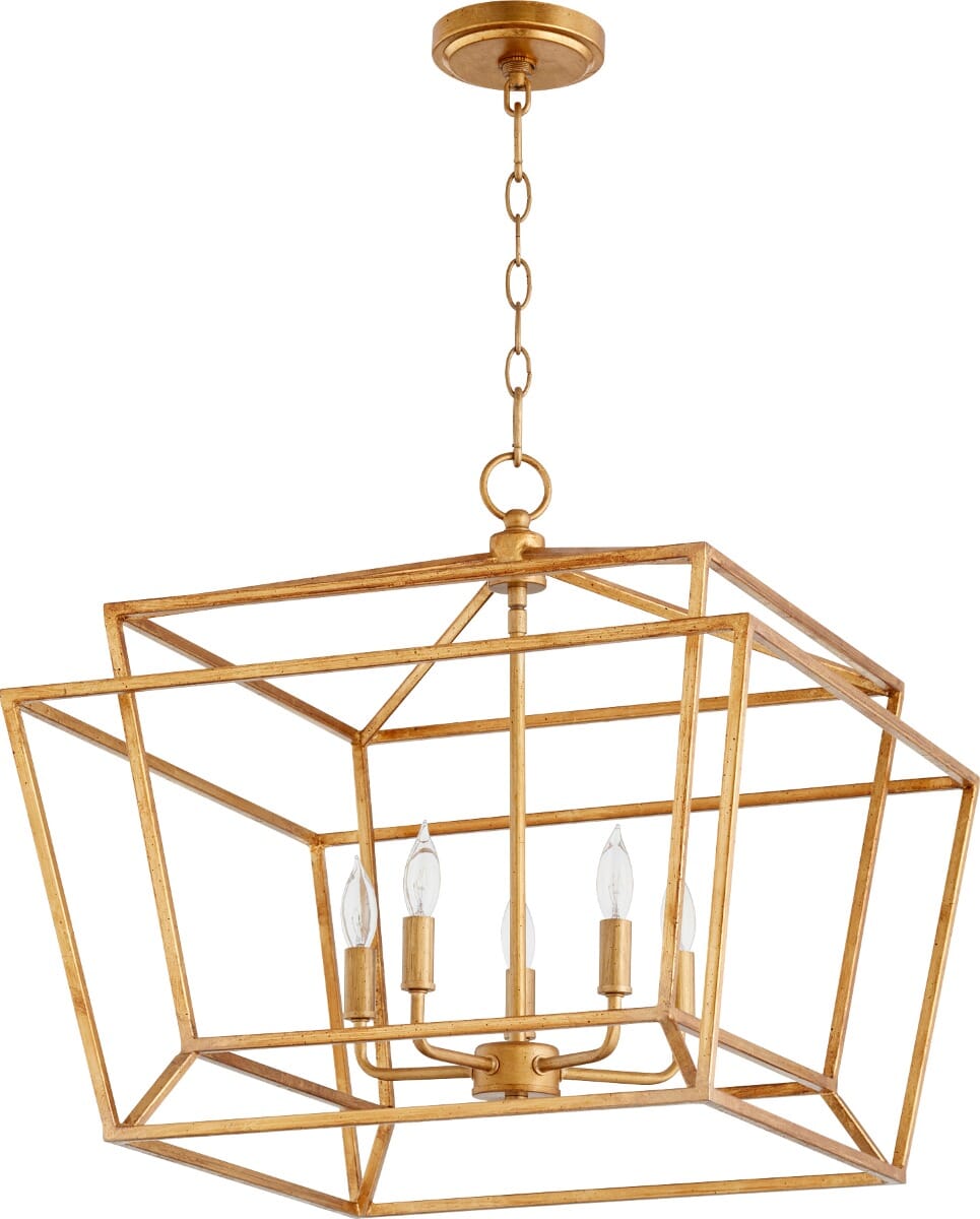 Quorum Monument 5-Light 20" Dinette & Breakfast Chandelier in Gold Leaf