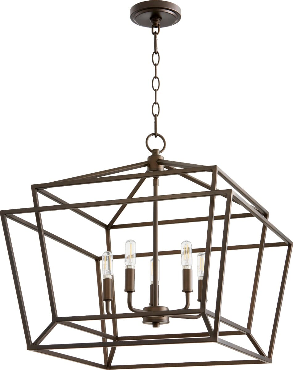 Quorum Monument 5-Light 20" Dinette & Breakfast Chandelier in Oiled Bronze