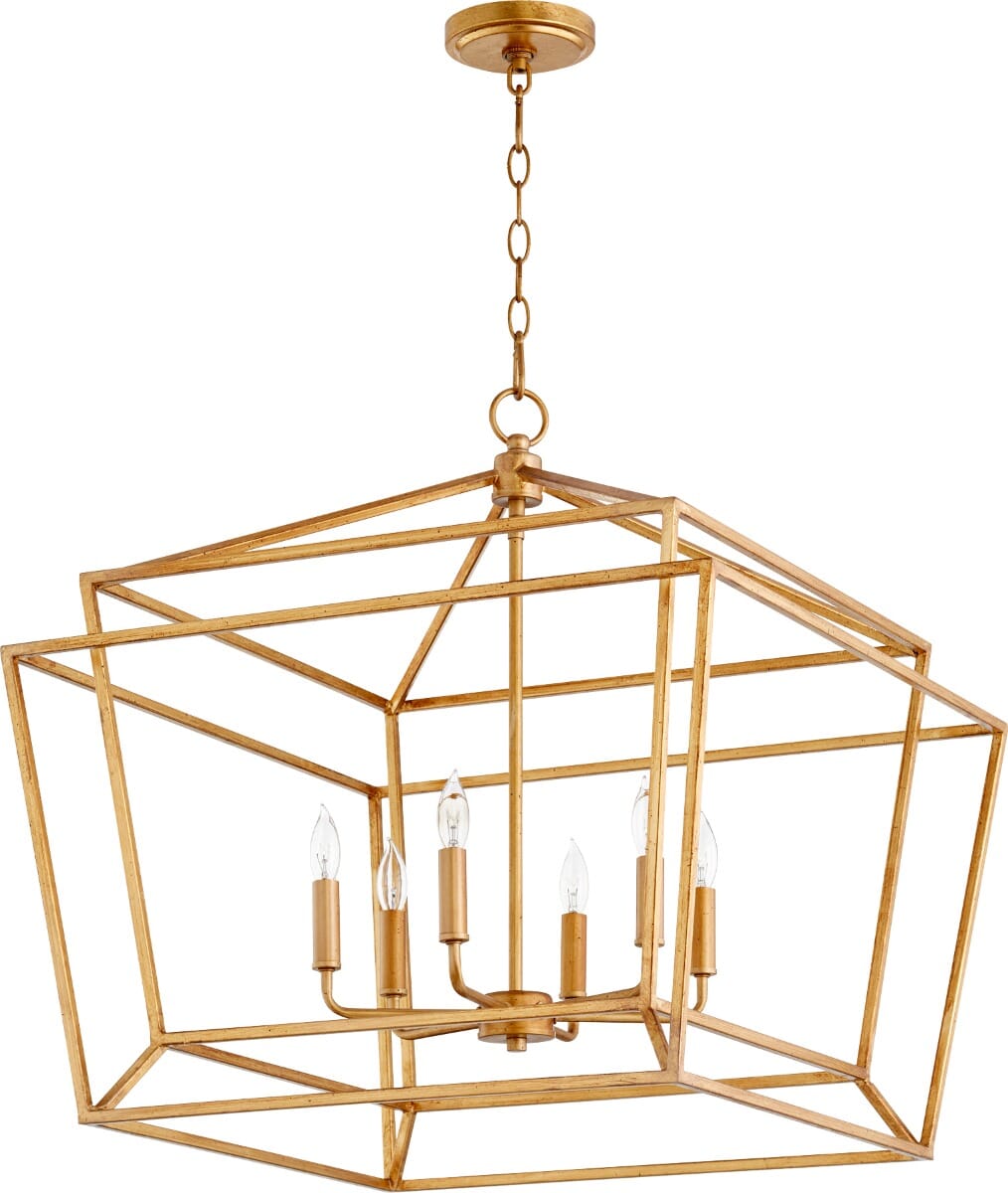 Quorum Monument 6-Light 25" Dinette & Breakfast Chandelier in Gold Leaf