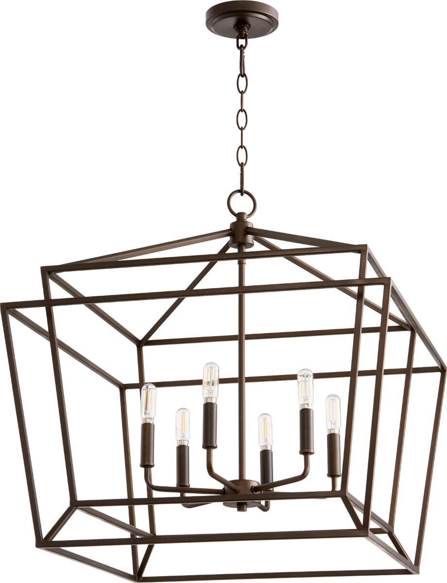 Quorum Monument 6-Light 25" Dinette & Breakfast Chandelier in Oiled Bronze