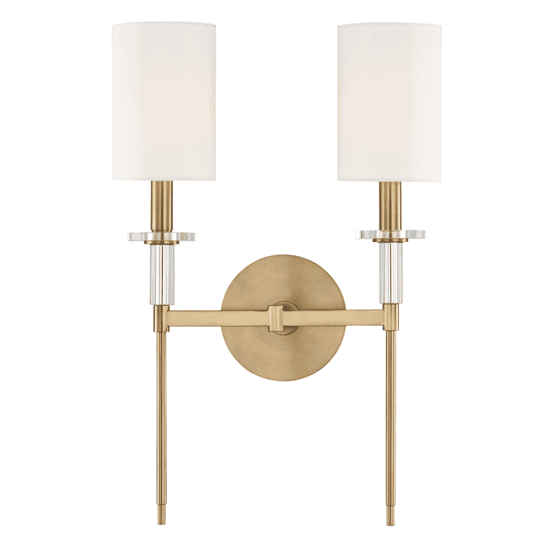 Hudson Valley Amherst 2-Light Wall Sconce in Aged Brass