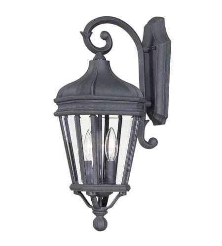 The Great Outdoors Harrison 2-Light 21" Outdoor Wall Light in Black