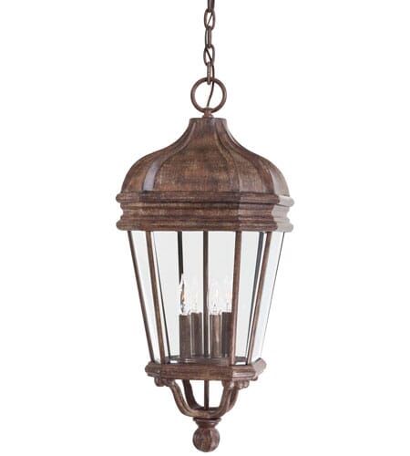 The Great Outdoors Harrison 4-Light 29" Outdoor Hanging Light in Vintage Rust