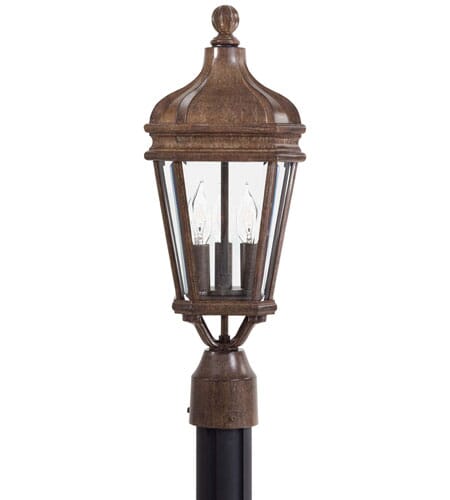 The Great Outdoors Harrison 3-Light 20" Outdoor Post Light in Vintage Rust