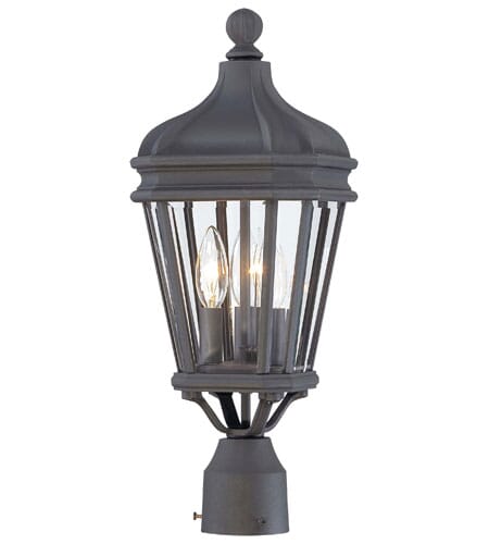 The Great Outdoors Harrison 3-Light 20" Outdoor Post Light in Black