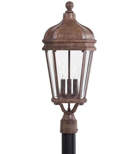 The Great Outdoors Harrison 3-Light 26" Outdoor Post Light in Vintage Rust