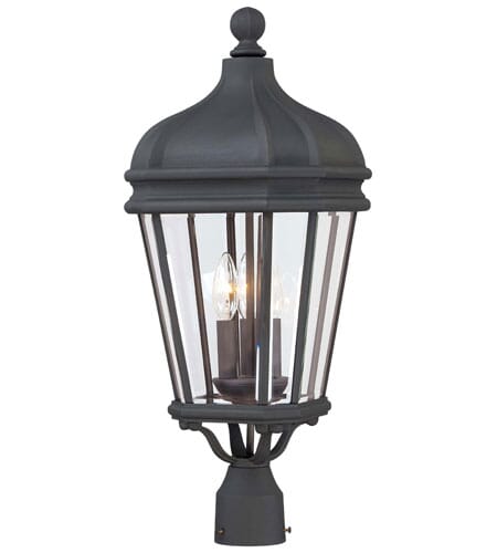 The Great Outdoors Harrison 3-Light 26" Outdoor Post Light in Black