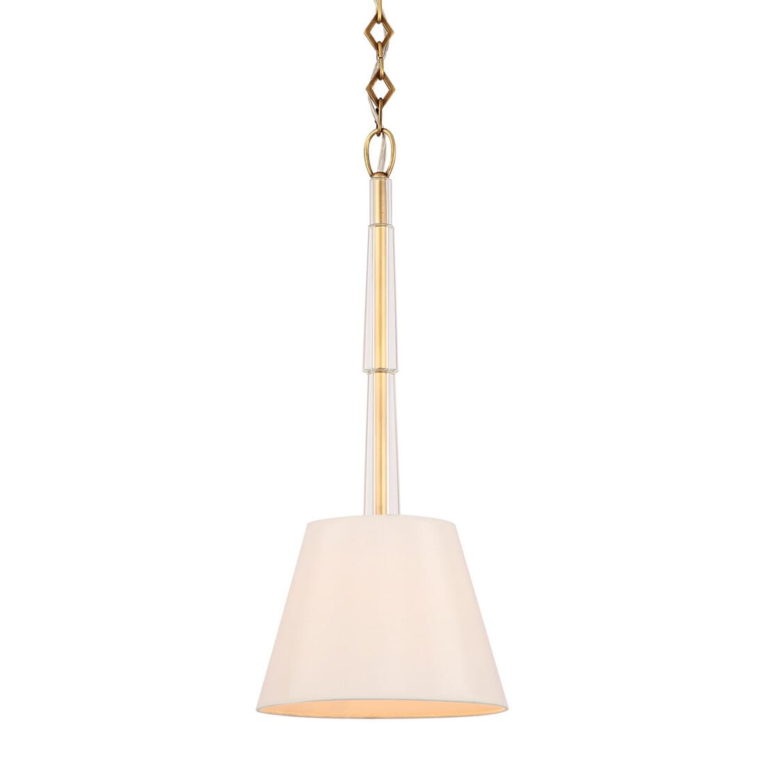 Crystorama Lawson 10" Pendant Light in Aged Brass with Optical Crystals