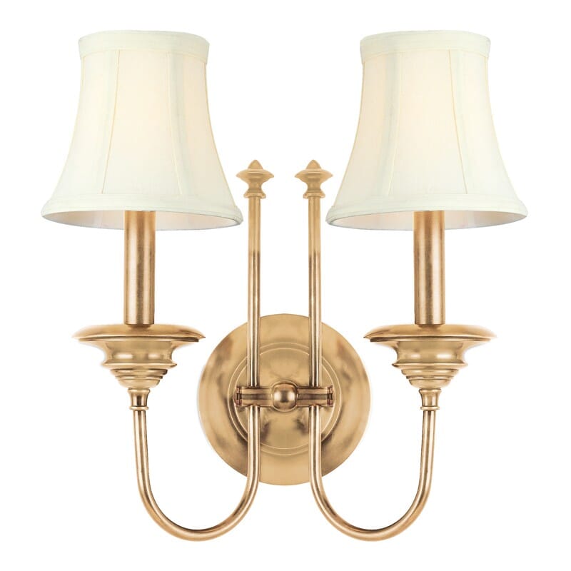 Hudson Valley Yorktown 2-Light 14" Wall Sconce in Aged Brass