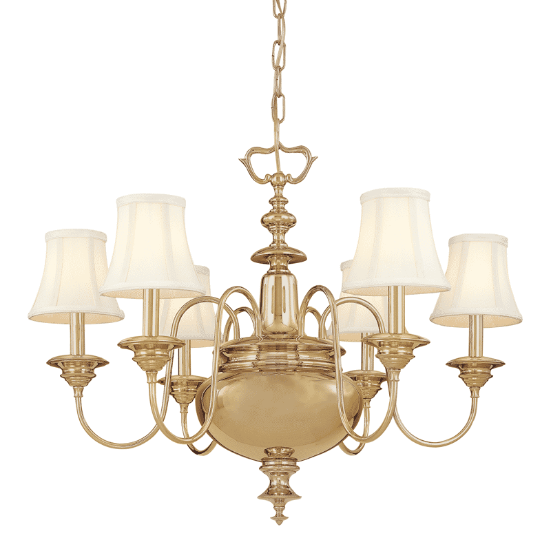 Hudson Valley Yorktown 6-Light Chandelier in Aged Brass