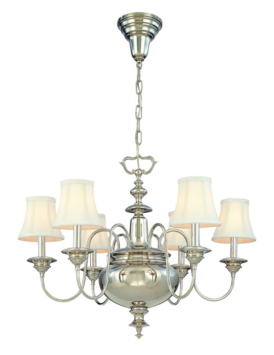 Hudson Valley Yorktown 6-Light Chandelier in Polished Nickel