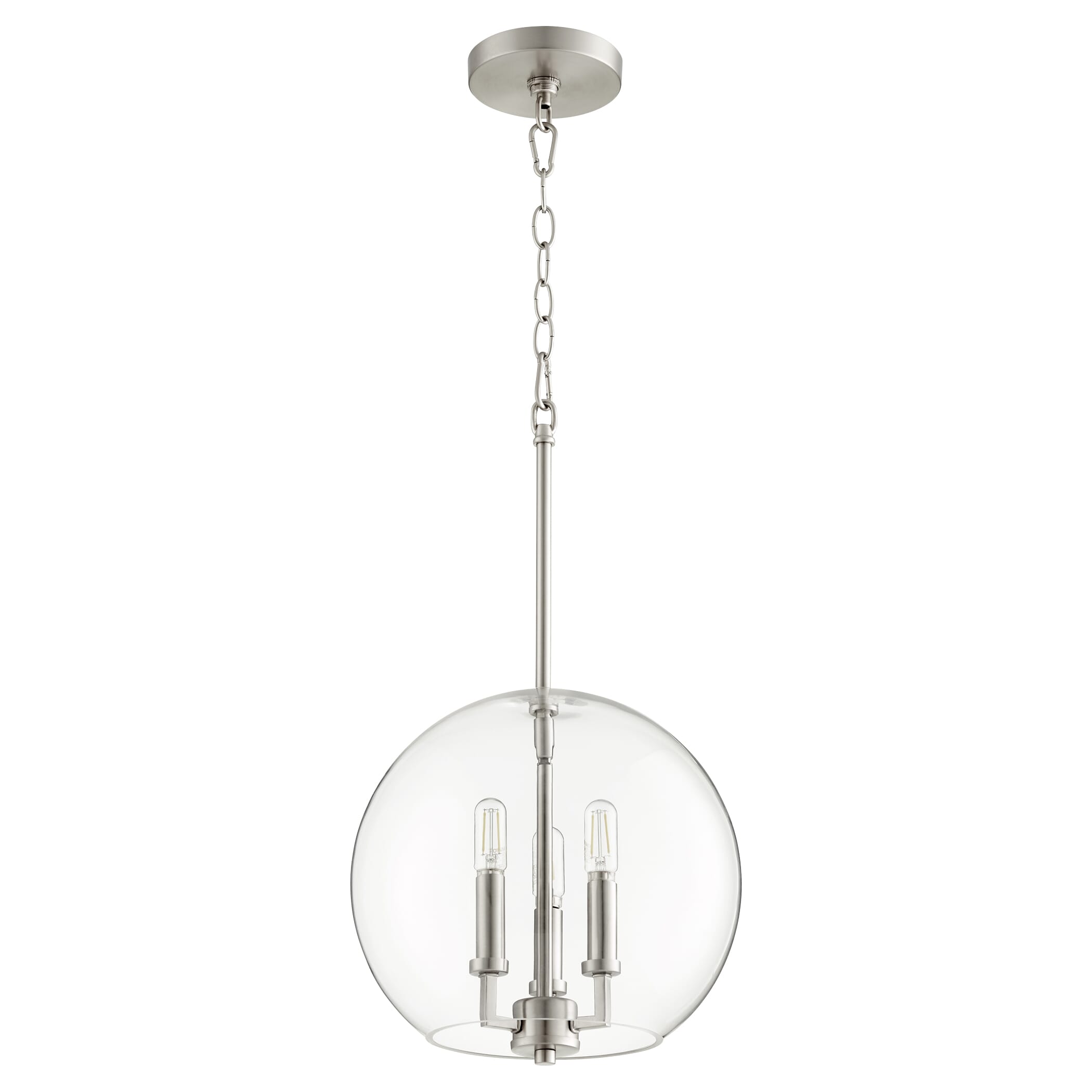 Quorum Globe Pendant 3-Light 12" Pendant Light in Satin Nickel