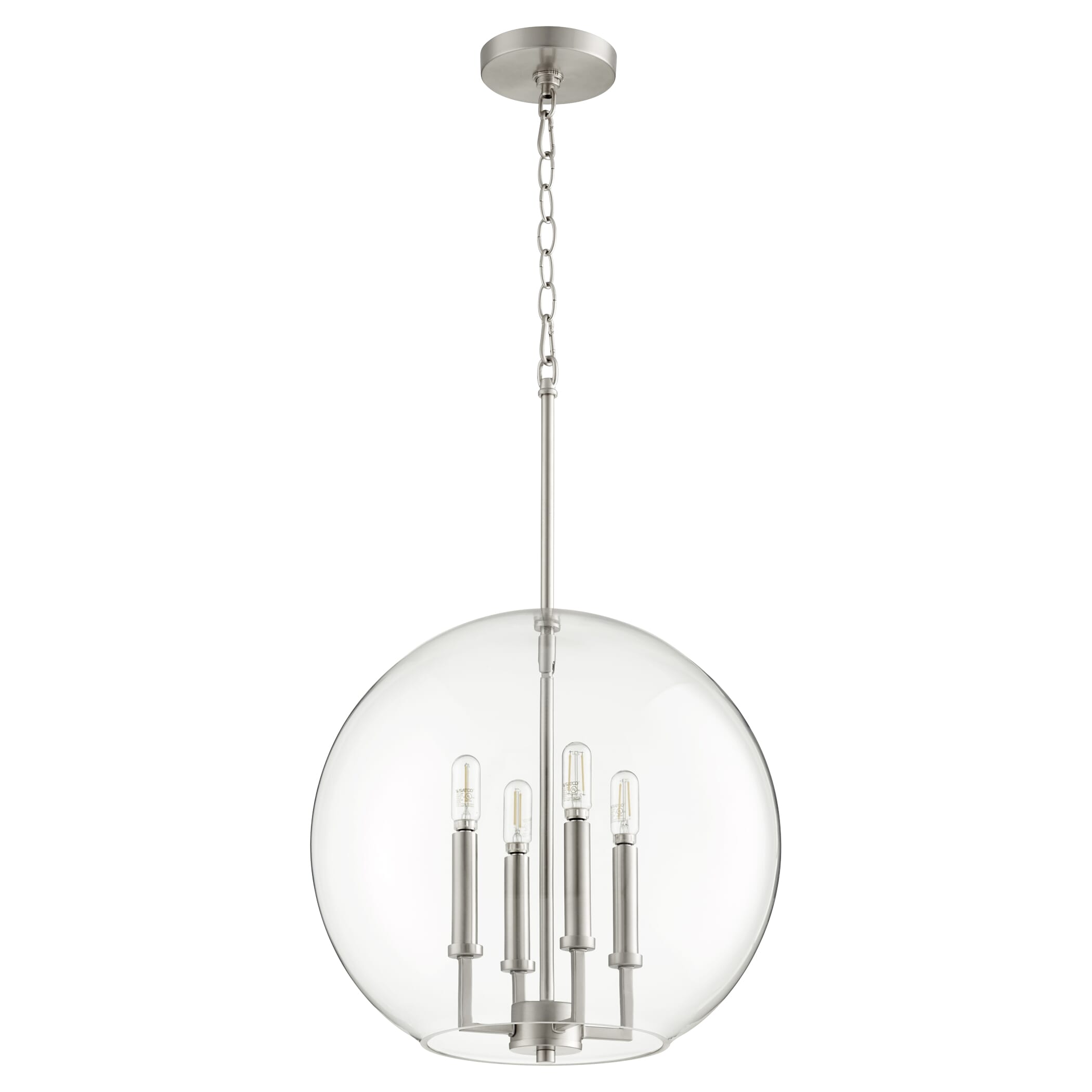 Quorum Globe Pendant 4-Light 16" Pendant Light in Satin Nickel