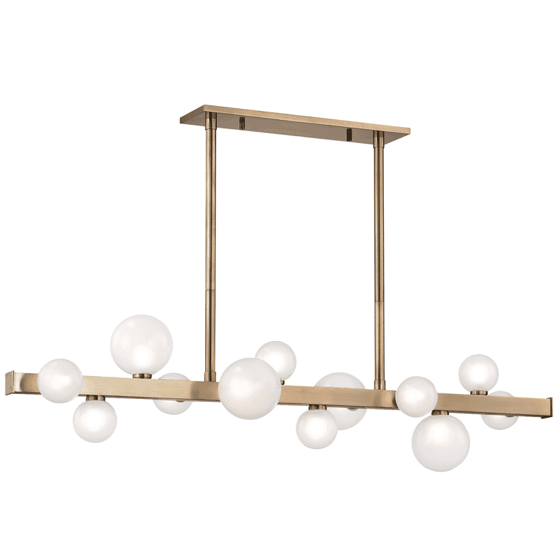 Hudson Valley Mini Hinsdale 12-Light 11" Kitchen Island Light in Aged Brass