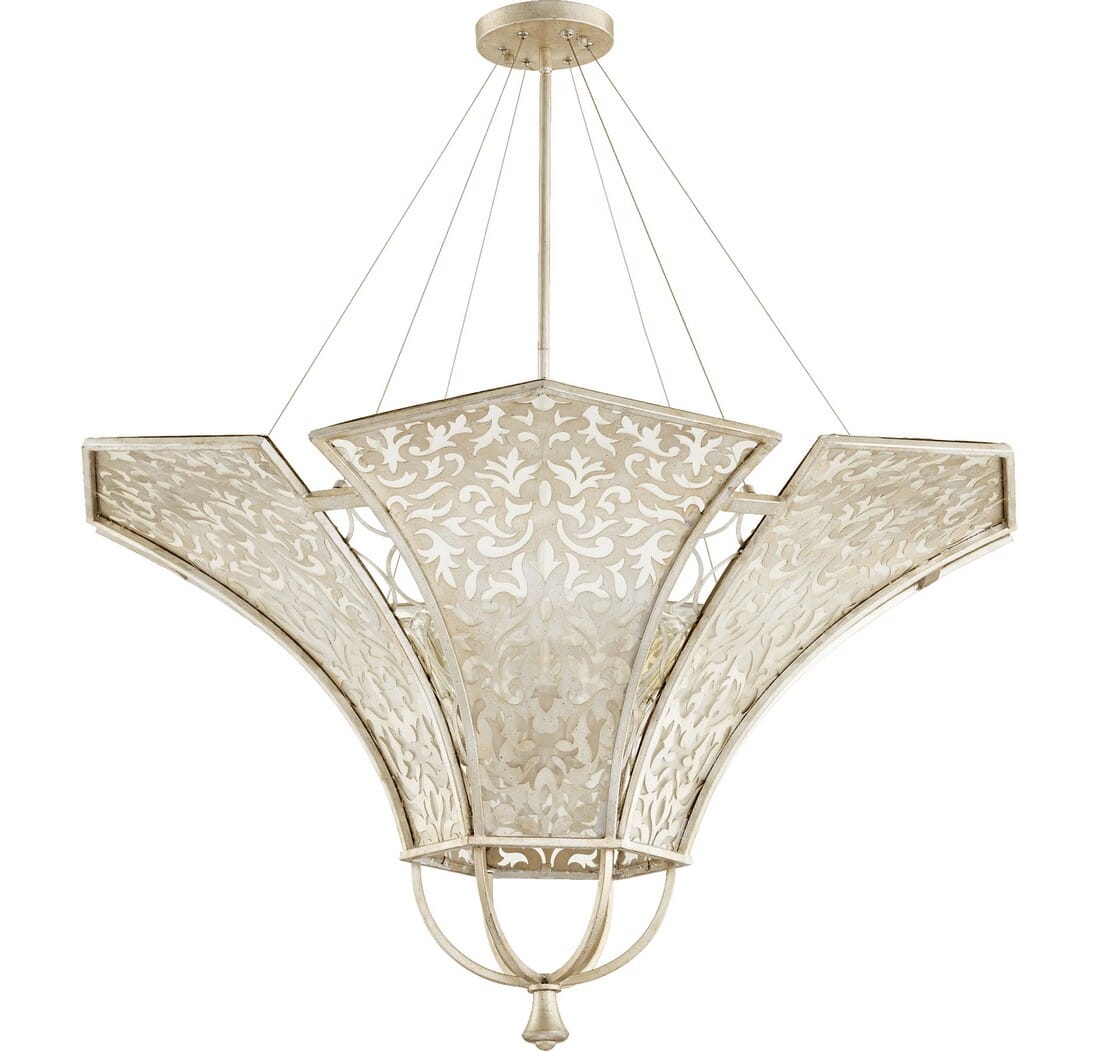 Quorum Bastille 8-Light 42" Pendant Light in Aged Silver Leaf