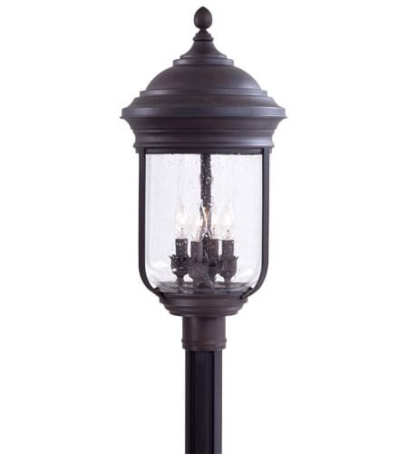 The Great Outdoors Amherst 4-Light 24" Outdoor Post Light in Roman Bronze