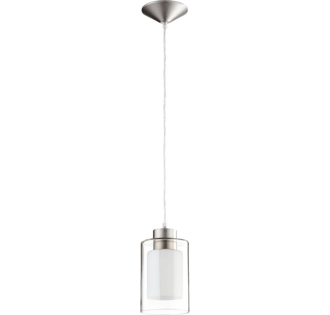 Quorum Home Pendant Light in Satin Nickel Clear and White