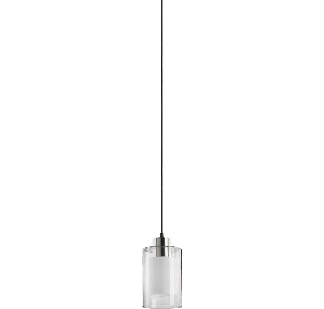 Quorum Contemporary 5" Pendant Light in Satin Nickel Clear and White