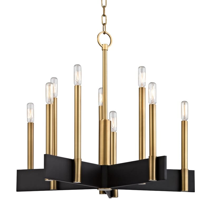 Hudson Valley Abrams 10-Light Chandelier in Aged Brass