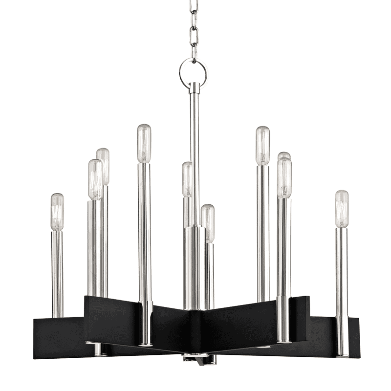 Hudson Valley Abrams 10-Light Chandelier in Polished Nickel