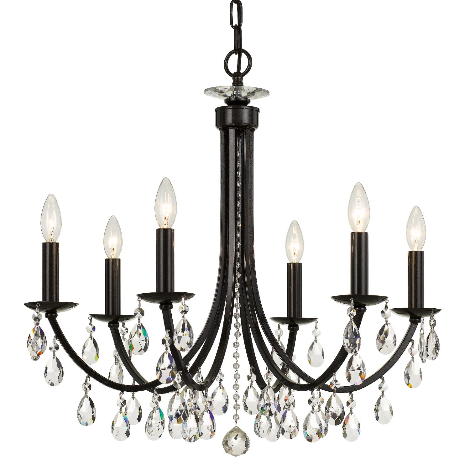 Crystorama Bridgehampton 6-Light 26" Chandelier in Vibrant Bronze with Faceted Crystal Crystals