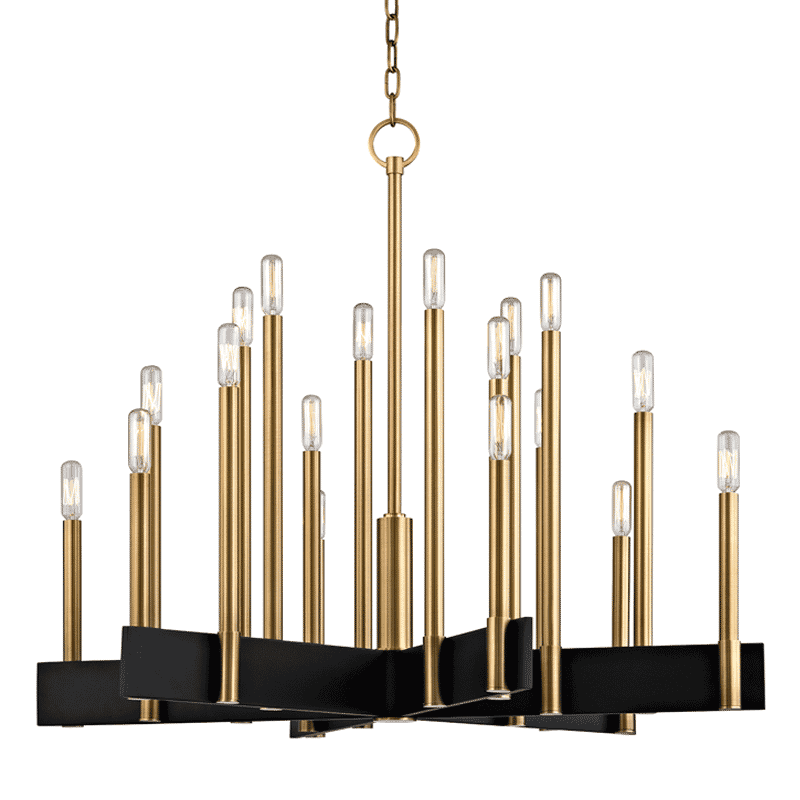 Hudson Valley Abrams 18-Light Chandelier in Aged Brass