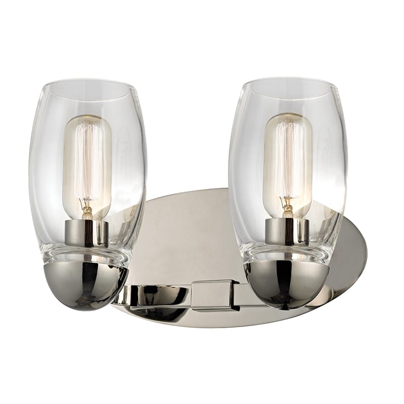 Hudson Valley Pamelia 2-Light 12" Bathroom Vanity Light in Polished Nickel