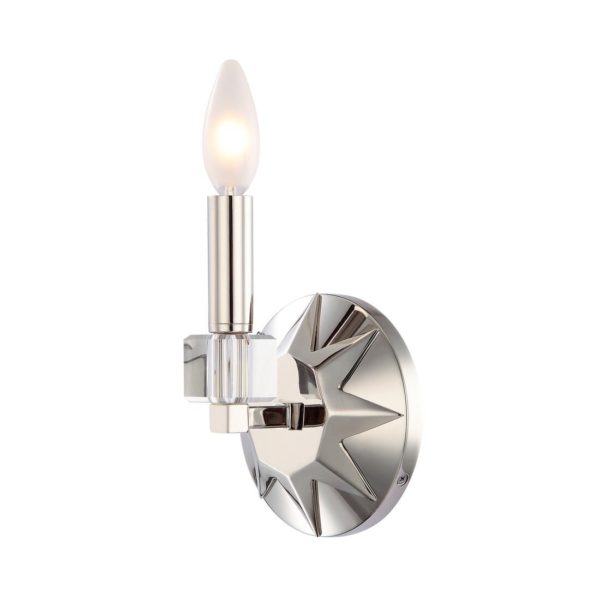 Crystorama Carson 8" Wall Sconce in Polished Nickel with Crystal Cubes Crystals