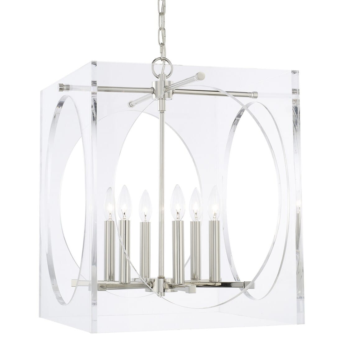 Crystorama Drake 6-Light 23" Modern Chandelier in Polished Nickel